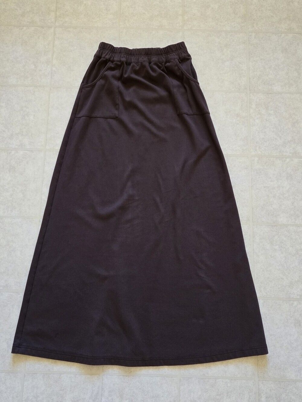Shukr Clothing A-Line Brown Cotton Maxi Skirt w/Elastic Waist & Pockets Size M
